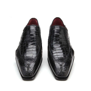 Caporicci 203 Men's Luxury Italian Designer Shoes Black Alligator Loafers (CAP1005)-AmbrogioShoes