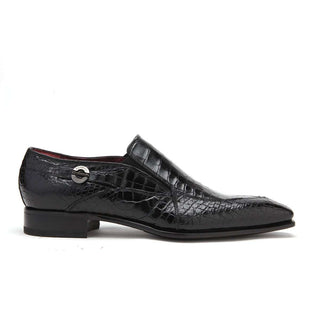 Caporicci Men's Luxury Italian Shoes Black Alligator Loafers ART203 (CAP1005)-AmbrogioShoes