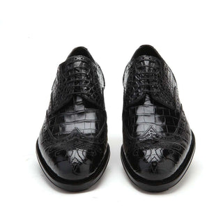 Caporicci 3318 Men's Luxury Italian Designer Shoes Alligator Black Oxfords (CAP1114)-AmbrogioShoes