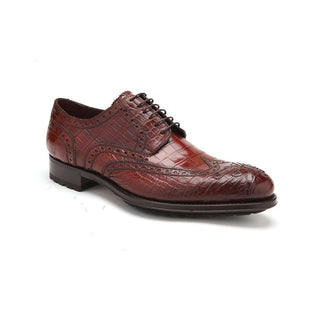 Caporicci Men's Luxury Italian Shoes 3318 Alligator Sport Rust Brown Oxfords (CAP1116)-AmbrogioShoes