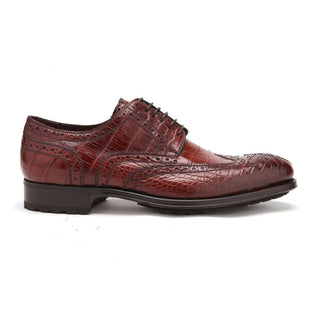 Caporicci 3318 Men's Luxury Italian Designer Shoes Alligator Sport Rust Brown Oxfords (CAP1116)-AmbrogioShoes