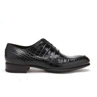 Caporicci Men's Luxury Italian Shoes Black Alligator Oxfords ART3319 (CAP1017)-AmbrogioShoes