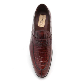 Caporicci Men's Luxury Italian Shoes 3321 Aliigator Sport Rust Brown Loafers (CAP1118)-AmbrogioShoes