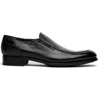 Caporicci 3324 Men's Shoes Black Exotic Ostrich / Peccary Slip-On Loafers (CAP2004)-AmbrogioShoes