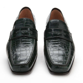 Caporicci Men's Luxury Italian Shoes Green Alligator Loafers ART9961 (CAP1022)-AmbrogioShoes