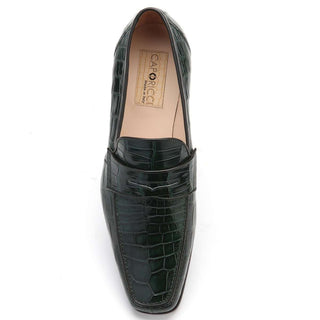 Caporicci Men's Luxury Italian Shoes Green Alligator Loafers ART9961 (CAP1022)-AmbrogioShoes