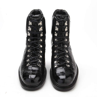 Caporicci Men's Luxury Italian Shoes Black Alligator Boots ART570 (CAP1023)-AmbrogioShoes
