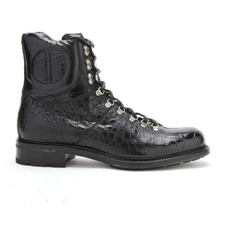 Caporicci Men's Luxury Italian Shoes Black Alligator Boots ART570 (CAP1023)-AmbrogioShoes