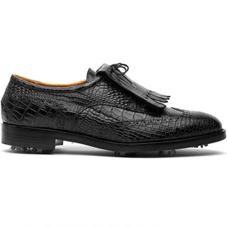 Caporicci Italian Black Exotic Alligator Golf Oxfords (CAP2013)-AmbrogioShoes