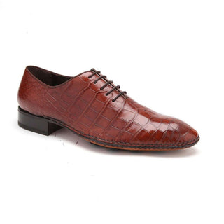 Caporicci Men's Luxury Italian Shoes 2542 Aliigator Gold Oxfords (CAP1113)-AmbrogioShoes