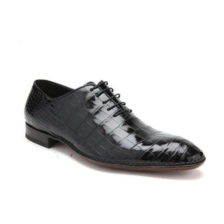 Caporicci Men's Luxury Italian Shoes 2542 Alligator Nero Black Oxfords (CAP1111)-AmbrogioShoes