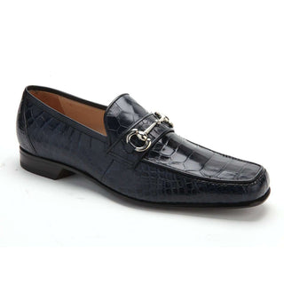 Caporicci Men's Luxury Italian Shoes 9872 Alligator Navy Blue Loafers (CAP1120)-AmbrogioShoes