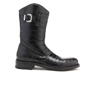 Caporicci Men's Luxury Italian Designer Shoes Black Alligator Boots 573 (CAP1024)-AmbrogioShoes