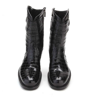 Caporicci Men's Luxury Italian Shoes Black Alligator Boots ART573 (CAP1024)-AmbrogioShoes