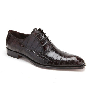 Caporicci Men's Luxury Italian Shoes Black Alligator Oxfords ART1114 (CAP1007)-AmbrogioShoes