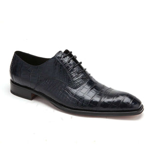 Caporicci Men's Luxury Italian Shoes Black Alligator Oxfords ART1114 (CAP1007)-AmbrogioShoes