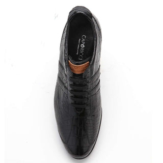 Caporicci Men's Luxury Italian Shoes Black Alligator Sneakers ART9412 (CAP1044)-AmbrogioShoes
