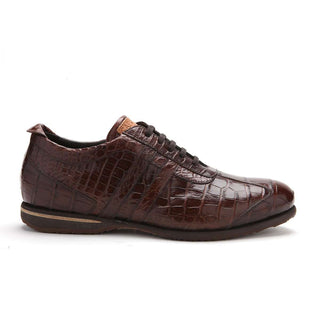 Caporicci Men's Luxury Italian Shoes Brown Alligator Sneakers ART9412 (CAP1045)-AmbrogioShoes