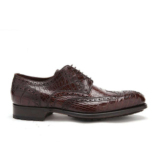 Caporicci Men's Luxury Italian Shoes Dark Brown Alligator Oxfords ART3318 (CAP1016)-AmbrogioShoes