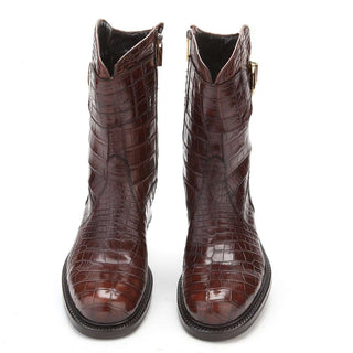 Caporicci Men's Luxury Italian Shoes Dark Gold Alligator Boots ART573 (CAP1025)-AmbrogioShoes