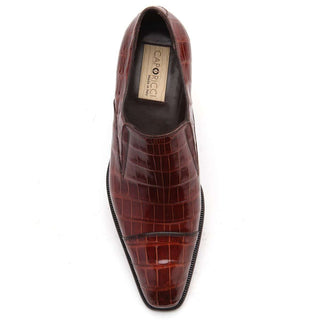 Caporicci Men's Luxury Italian Shoes Brown Alligator Loafers ART943 (CAP1029)-AmbrogioShoes
