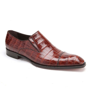 Caporicci Men's Luxury Italian Shoes Brown Alligator Loafers ART943 (CAP1029)-AmbrogioShoes