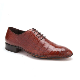 Caporicci Men's Luxury Italian Shoes Burgundy Alligator Oxfords ART2542 (CAP1043)-AmbrogioShoes