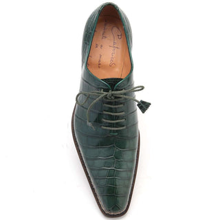 Caporicci Men's Luxury Italian Shoes Green Alligator Oxfords ART1400 (CAP1010)-AmbrogioShoes