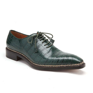 Caporicci Men's Luxury Italian Shoes Green Alligator Oxfords ART1400 (CAP1010)-AmbrogioShoes