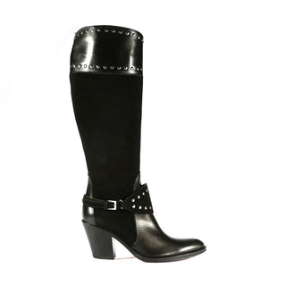 Cesare Paciotti Black leather & Suede Cowboy Studed Women (CPW120A)-AmbrogioShoes