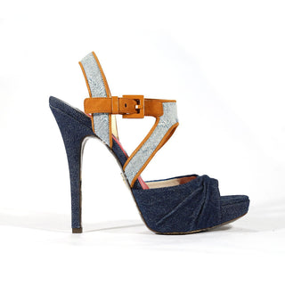 Cesare Paciotti Blue Shoes Denim & Jean Platform Sandals PB873910T (CPW629)-AmbrogioShoes