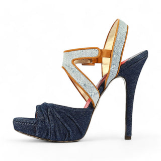 Cesare Paciotti Blue Designer Shoes Denim & Jean Platform Sandals PB873910T (CPW629)-AmbrogioShoes