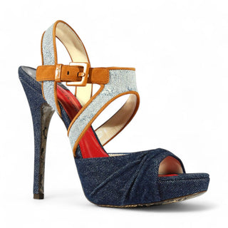 Cesare Paciotti Blue Designer Shoes Denim & Jean Platform Sandals PB873910T (CPW629)-AmbrogioShoes