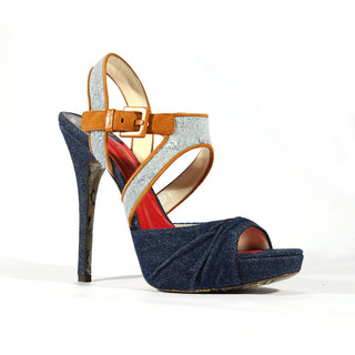 Cesare Paciotti Blue Shoes Denim & Jean Platform Sandals PB873910T (CPW629)-AmbrogioShoes