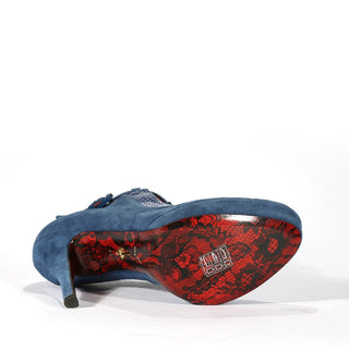 Cesare Paciotti Blue Suede leather High Heel Sandals (CPW909)-AmbrogioShoes