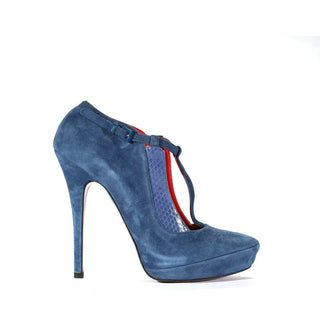 Cesare Paciotti Blue Suede leather High Heel Sandals (CPW909)-AmbrogioShoes
