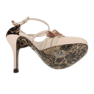 Cesare Paciotti Cream Patent Leather Lace Sandals w/ Bow (KCPW633)-AmbrogioShoes