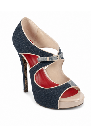 Cesare Paciotti Denim Blue Patent Cut-Out Platform Sandals (KCPW626)