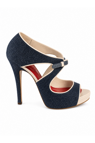 Cesare Paciotti Denim Blue Patent Cut-Out Platform Sandals (KCPW626)