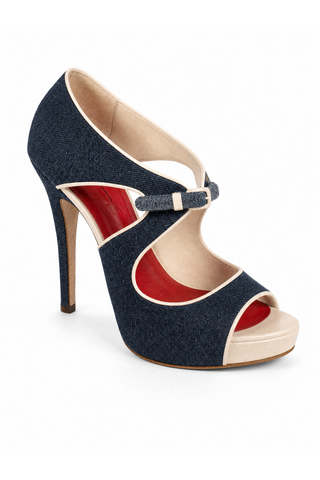 Cesare Paciotti Denim Blue Patent Cut-Out Platform Sandals (KCPW626)