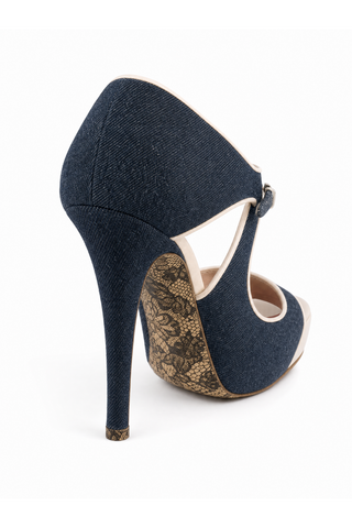 Cesare Paciotti Denim Blue Patent Cut-Out Platform Sandals (KCPW626)