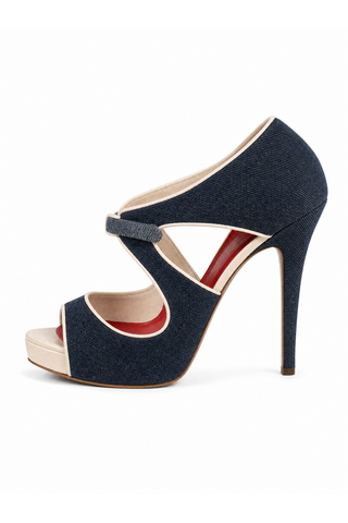 Cesare Paciotti Denim Blue Patent Cut-Out Platform Sandals (KCPW626)