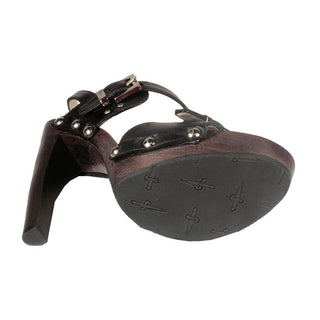 Cesare Paciotti Designer Shoes Black Leather Wood Platform Studded Sandals (KCPW649)