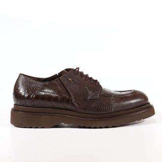 Cesare Paciotti Exotic Designer Shoes Struzzo Fondente Nappa Brown Lizard Oxfords (CPM3040)-AmbrogioShoes