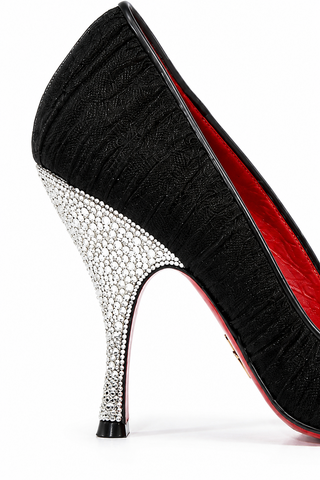 Cesare Paciotti Fabric / Leather with Crystals Peep-Toe Pumps (CPWCRY304)