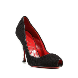 Cesare Paciotti Fabric / Leather with Crystals Peep-Toe Pumps (CPWCRY304)-AmbrogioShoes