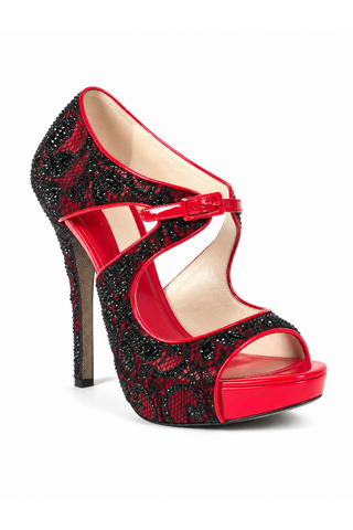Cesare Paciotti Fabric / Patent with Crystals Platform Sandals (CPWCRY627)
