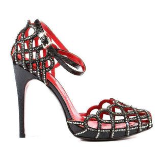 Cesare Paciotti Hand Strass Crystal Black High Heel Platforms (CPWCRY554)-AmbrogioShoes