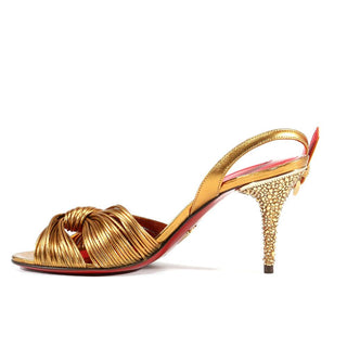 Cesare Paciotti Hand Strass Crystal Gold Spaghetti Sandals (CPW378)-AmbrogioShoes
