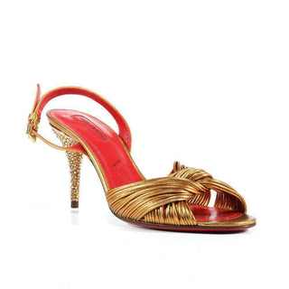 Cesare Paciotti Hand Strass Crystal Gold Spaghetti Sandals (CPW378)-AmbrogioShoes